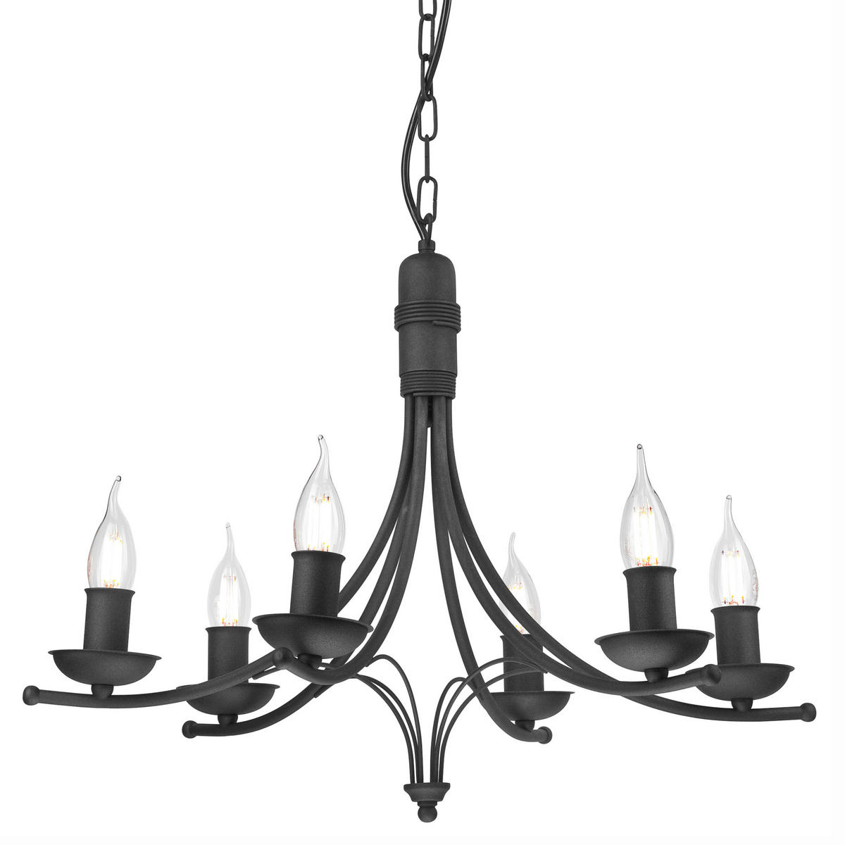 Lamkur Pendelleuchte LUCY 44118 schwarz Stahl H/L: ca. 100x58 cm E14 6 Brennstellen Lucy - schwarz (58,00cm) - Lamkur