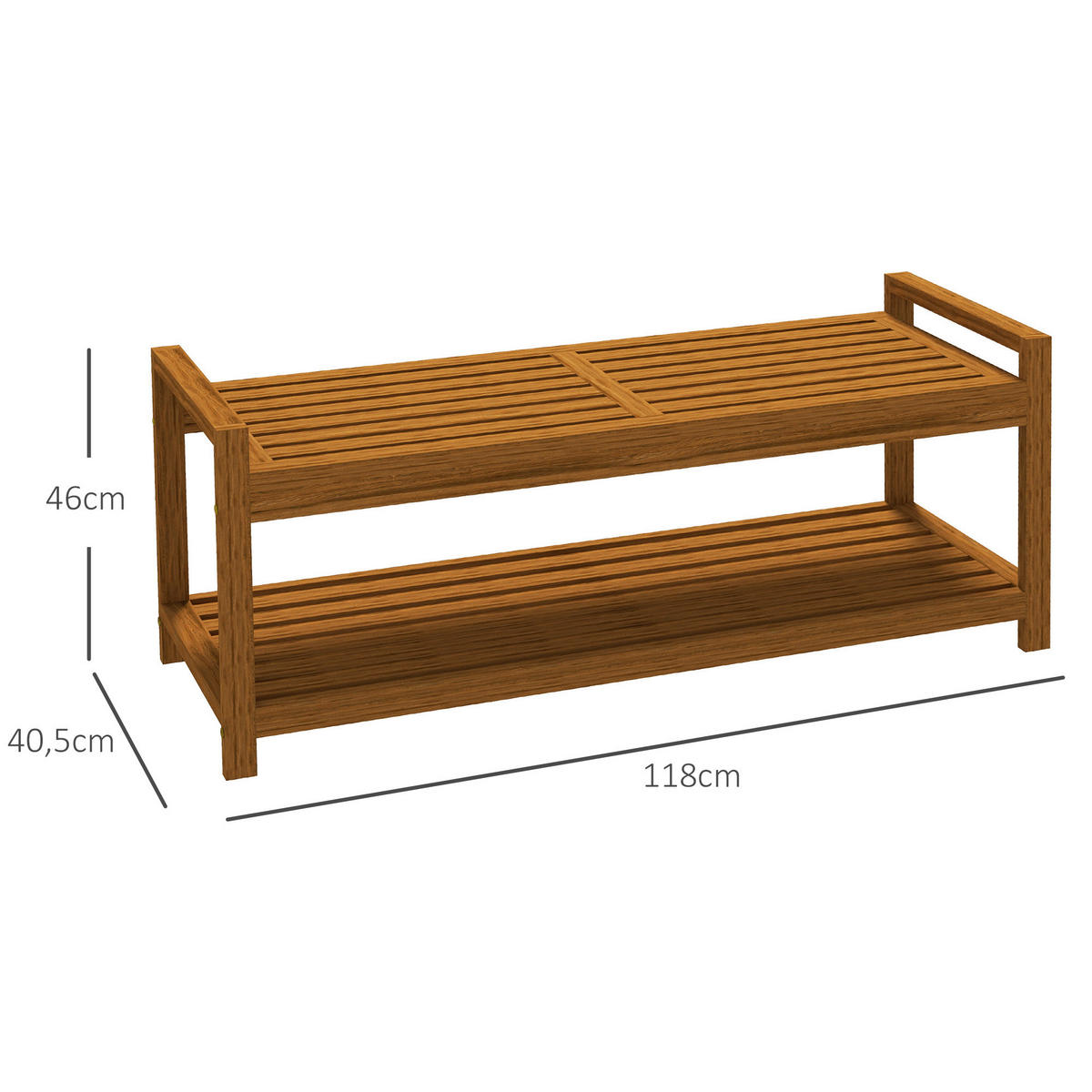 Outsunny Gartenbank natur Akazie B/H/L: ca. 40,5x118x46 cm Gartenbank - natur (46,00/40,50/118,00cm) - Outsunny