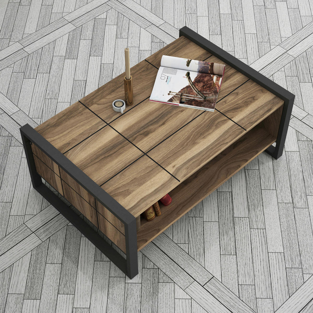 Couchtisch Lost walnuss Nachbildung B/H/T: ca. 94,4x38x64,5 cm Lost - walnuss (94,40/38,00/64,50cm) - moebel17