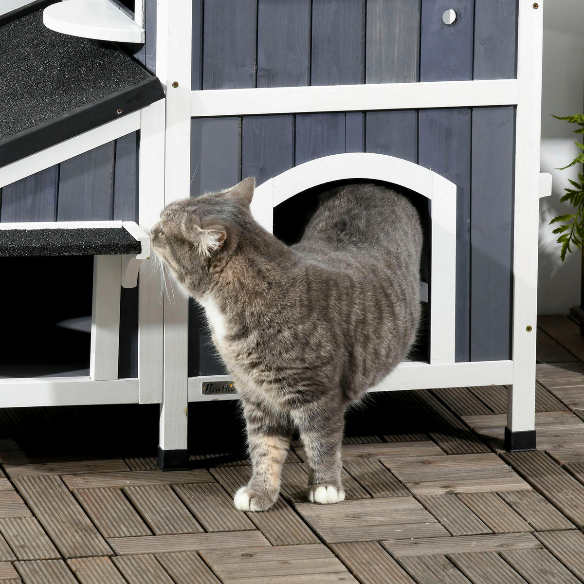 PawHut Katzen-Zubehör grau Edelstahl B/H/L: ca. 65x96x85,5 cm Katzenhaus - grau (85,50/65,00/96,00cm) - PawHut