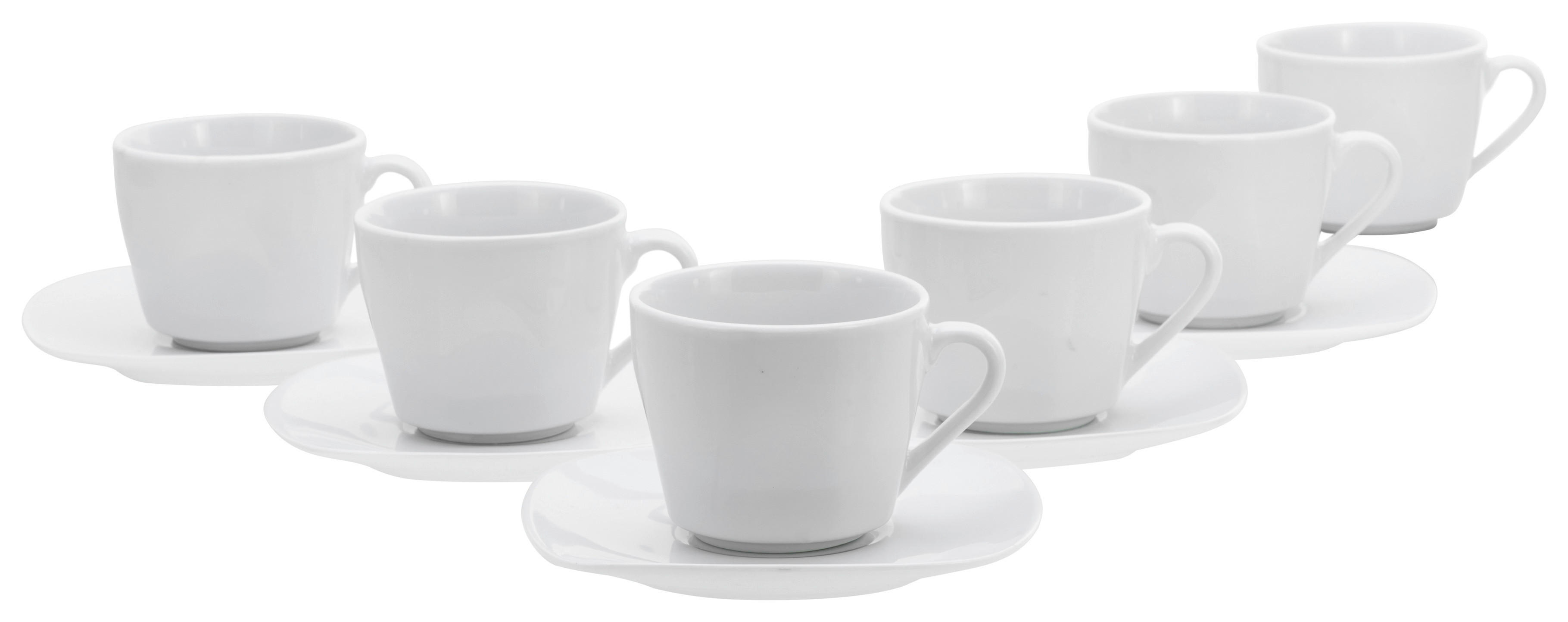 CreaTable Kaffeetassenset Square weiß Porzellan 12 tlg. Square - weiß - CreaTable