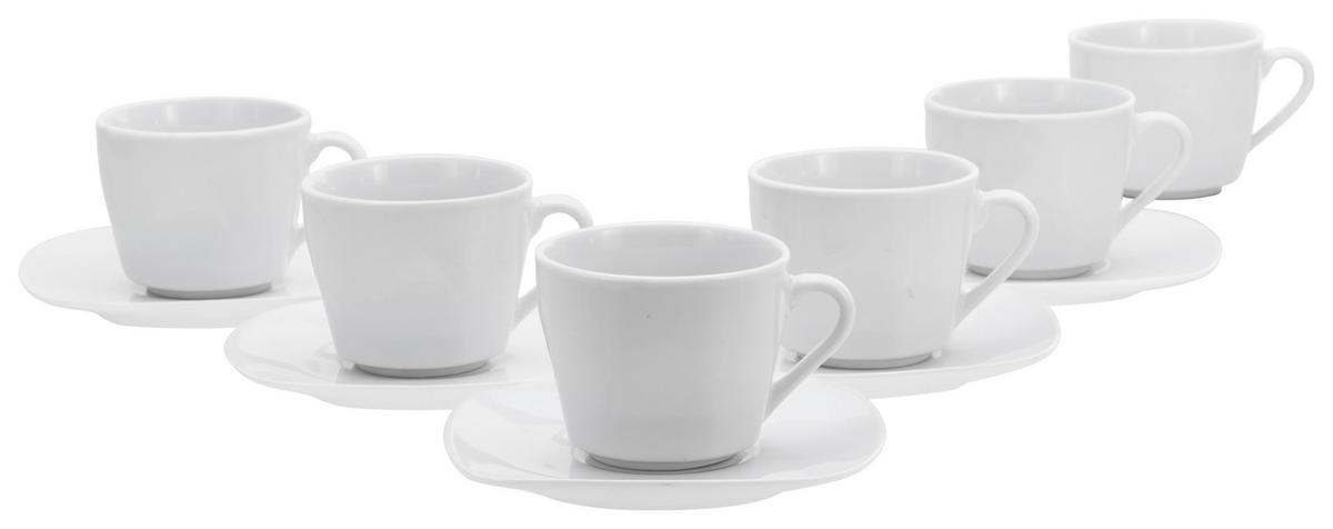 CreaTable Kaffeetassenset Square weiß Porzellan 12 tlg. Square - weiß - CreaTable