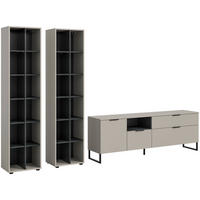 Wohnwand Noida Kaschmirgrau Nachbildung schwarz B/H/T: ca. 305x192x41 cm Noida - schwarz (305,00/192,00/41,00cm) - xonox.home