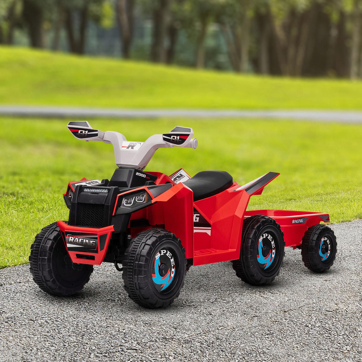 HOMCOM Kinder Elektrofahrzeug schwarz B/H/L: ca. 41,5x48,5x106 cm Kinder Elektrofahrzeug - rot/schwarz (106,00/41,50/48,50cm) - HOMCOM
