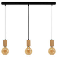 SPOT Light Pendelleuchte Spinel schwarz Metall Holz B/T/L: ca. 66x10x110 cm E27 3 Brennstellen Pendelleuchte_Spinel - schwarz (66,00/110,00cm) - SPOT Light