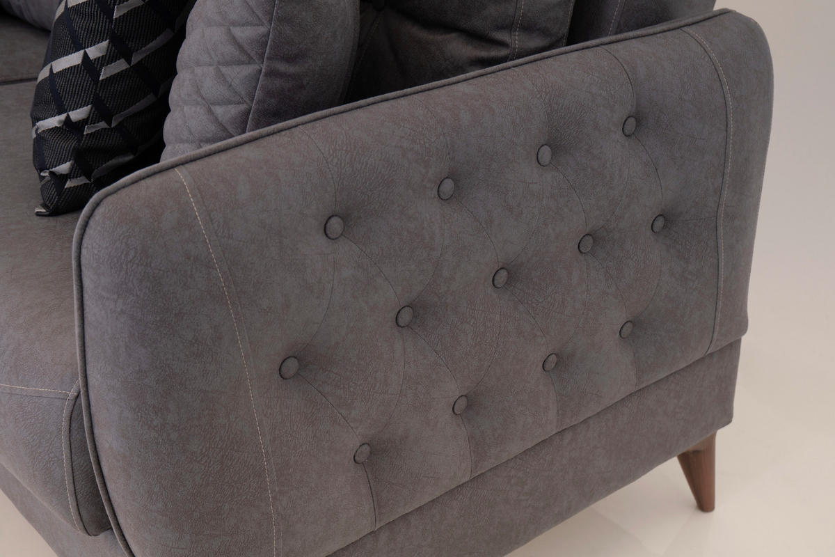 Sofa 3-2-1 Mislina blaugrau Microfaser Mislina - braun/blaugrau