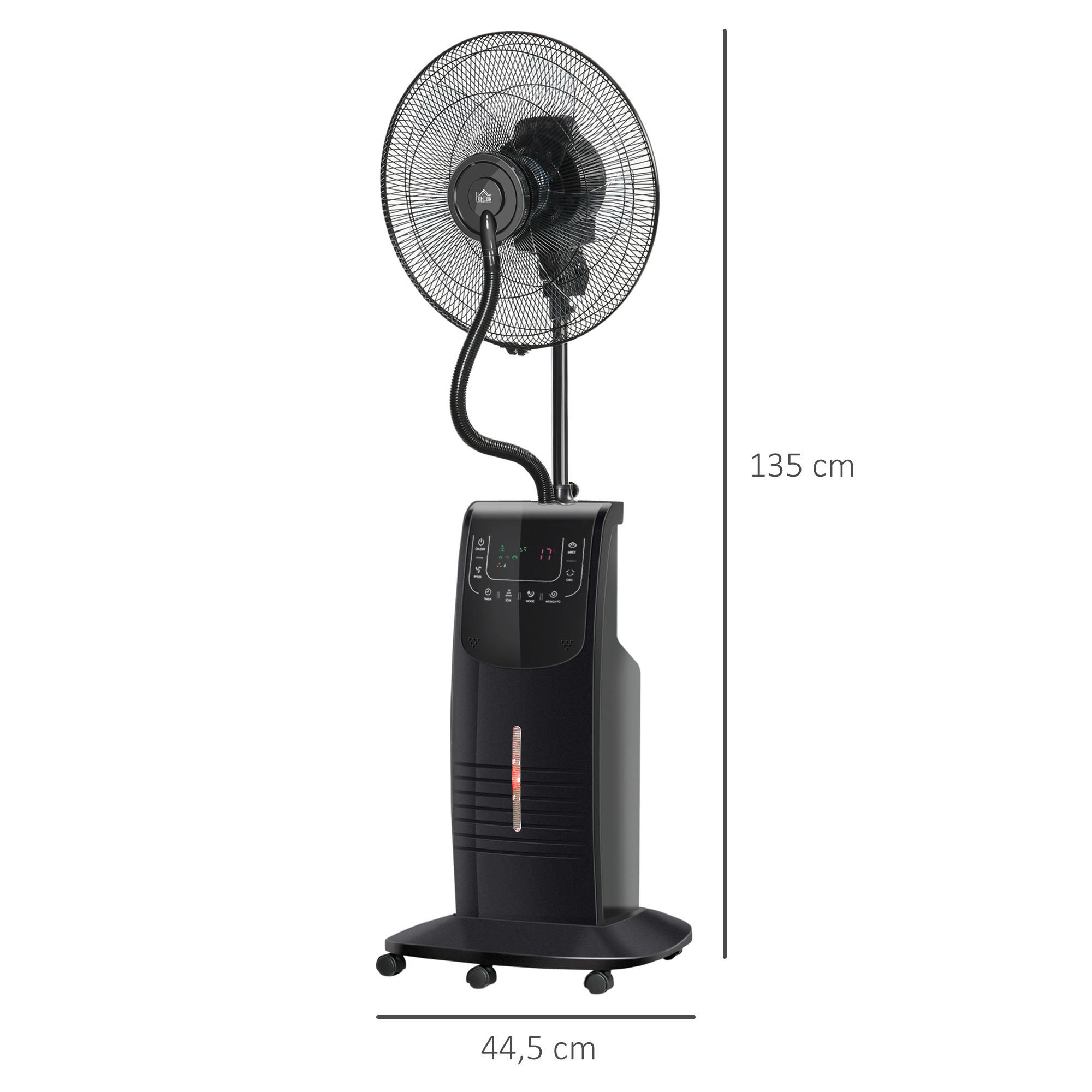 HOMCOM Ventilator schwarz Polypropylen Edelstahl Kunststoff B/H/L: ca. 44,5x44,5x135 cm Standventilator - schwarz (135,00/44,50/44,50cm) - HOMCOM