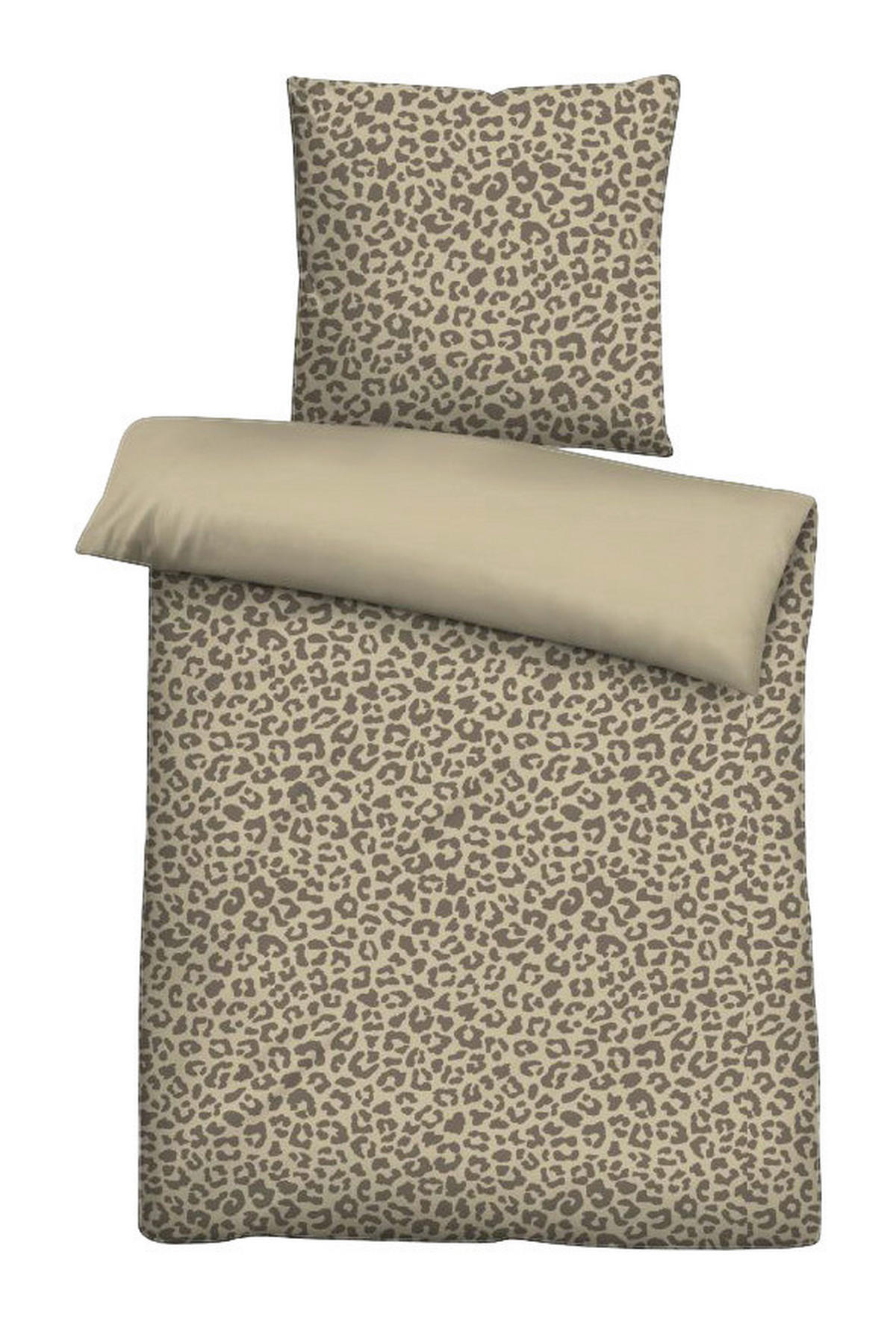 Baumwoll Bettwäsche Biber Bettwäsche_Biber Leo beige 135x200 - beige (135,00/200,00cm)