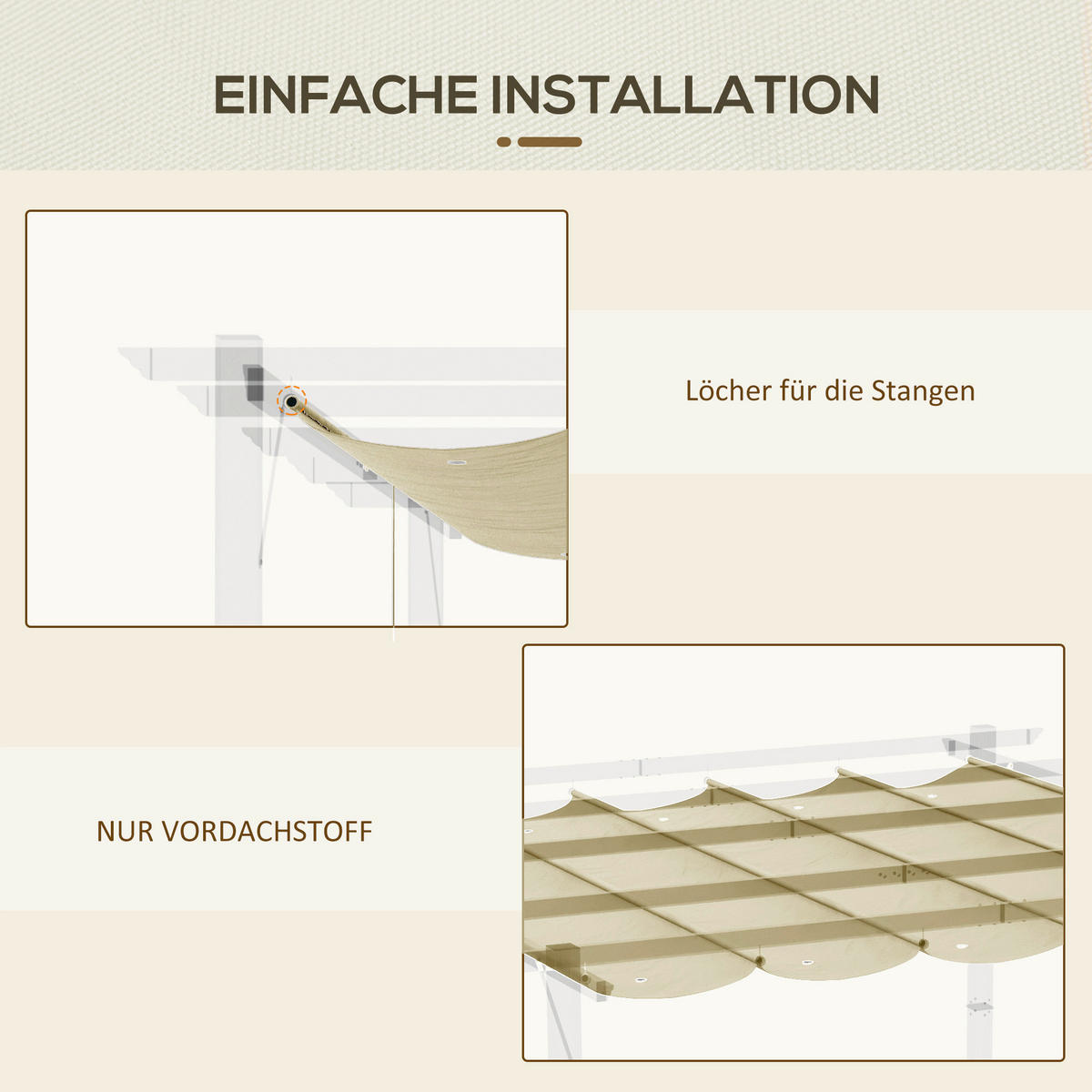 Outsunny Ersatzdach beige Polyester B/H/L: ca. 260x6x350 cm Ersatzdach - beige (350,00/260,00/6,00cm) - Outsunny