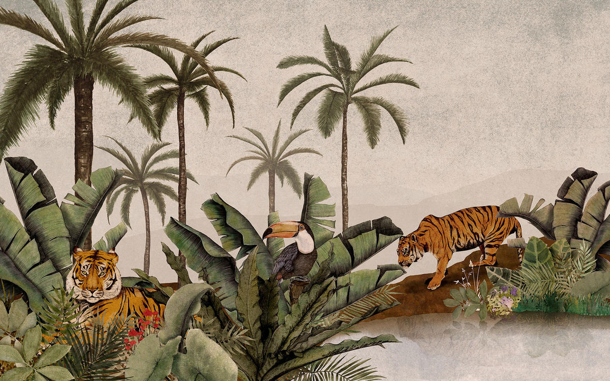 Komar Fototapete Tiger Jungle B/L: ca. 400x250 cm Tiger Jungle - (400,00/250,00cm) - Komar
