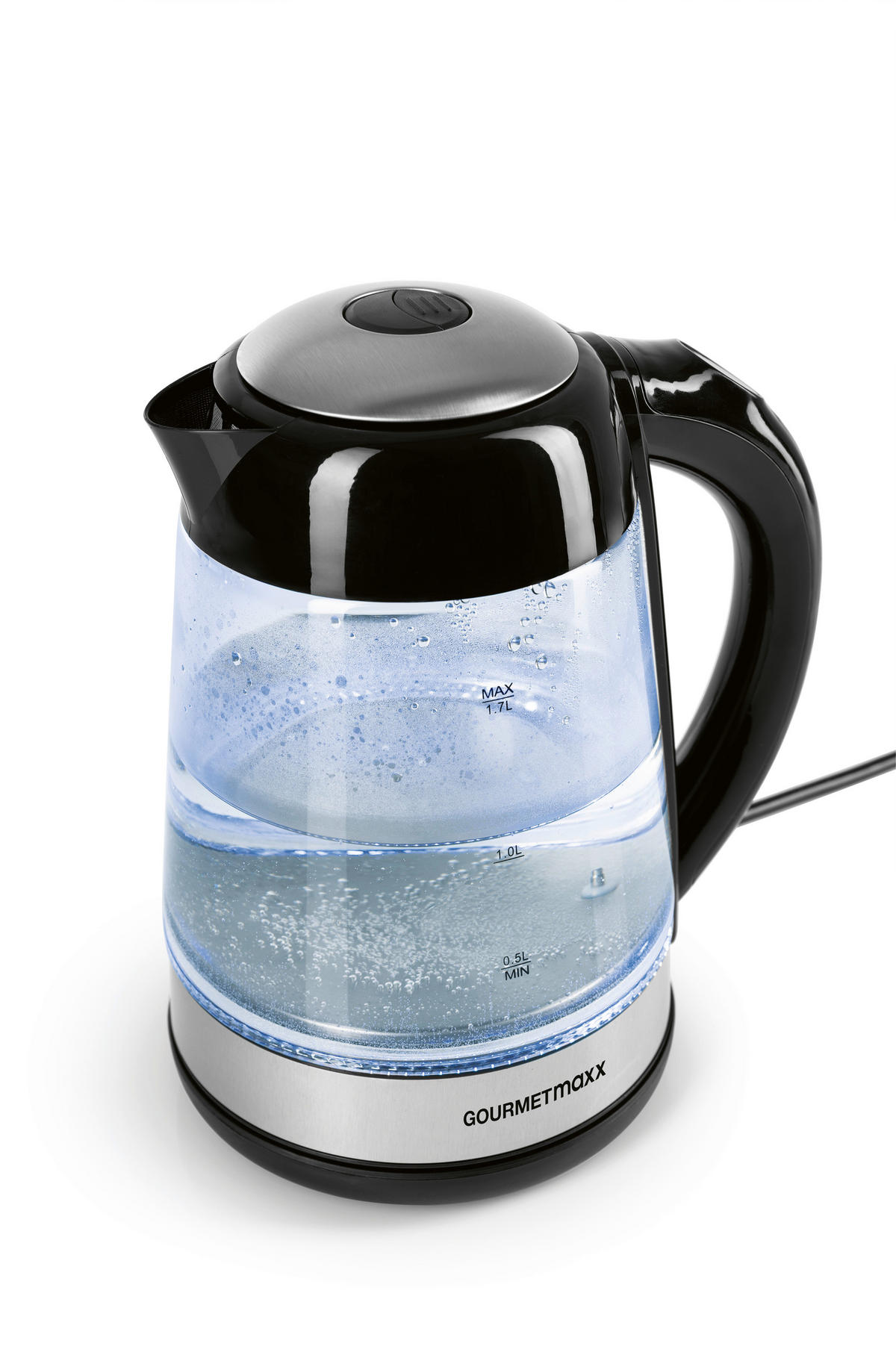 GOURMETmaxx Wasserkocher LED-Wasserkocher_Glas - schwarz (22,00/18,70/25,00cm) - GOURMETmaxx