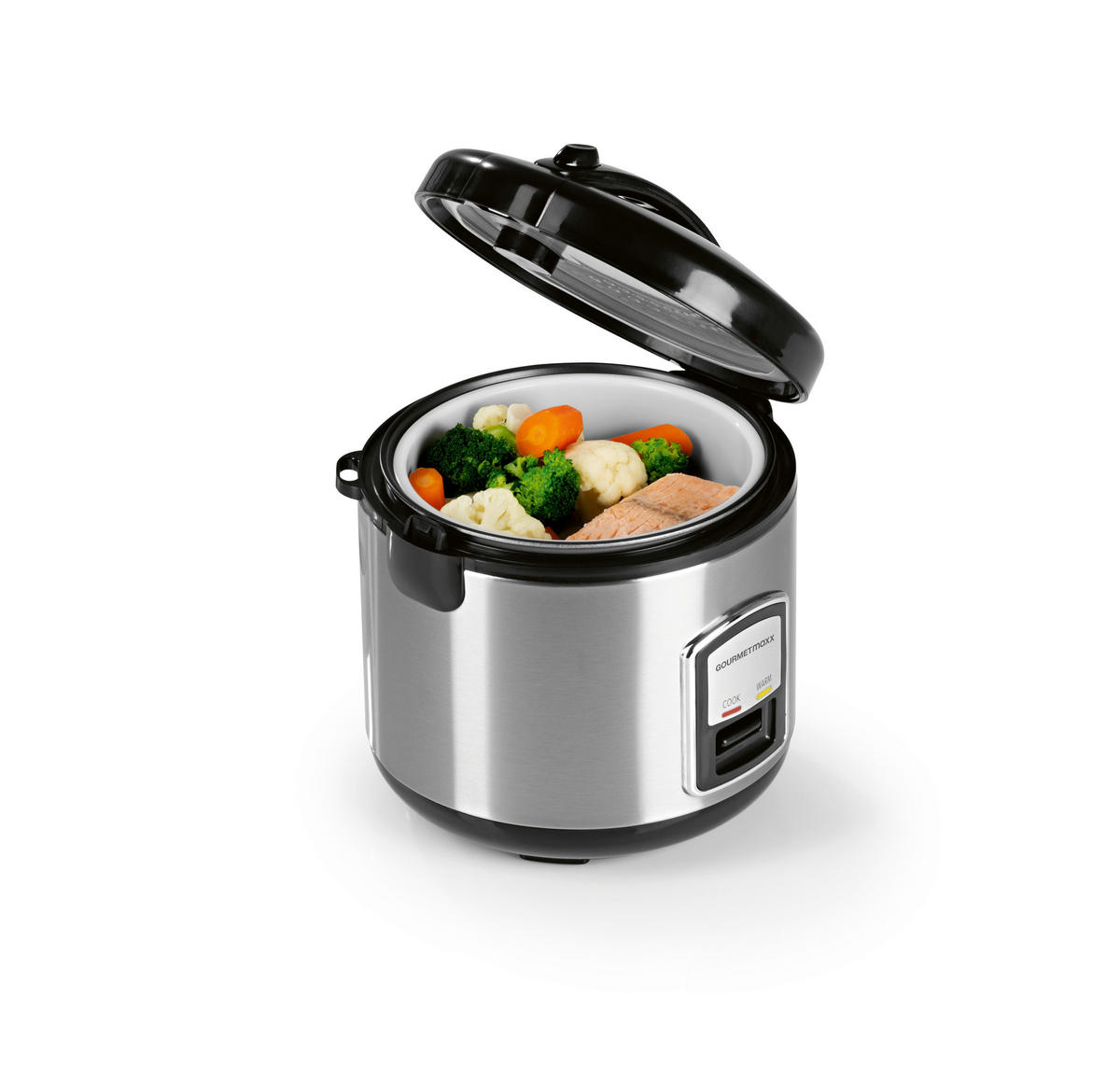 GOURMETmaxx Reiskocher schwarz silber B/H/L: ca. 23,6x25,2x23,2 cm Reiskocher_mit_Gartopf - schwarz/silber (23,20/23,60/25,20cm) - GOURMETmaxx