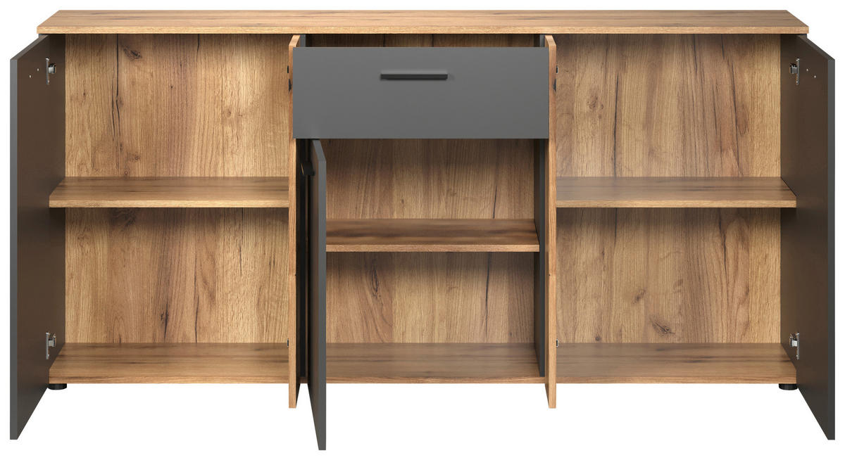 Kommode Esteban anthrazit Eiche Evoke Coast Nachbildung B/H/T: ca. 181x86x38 cm Esteban - Eiche/anthrazit (181,00/86,00/38,00cm)