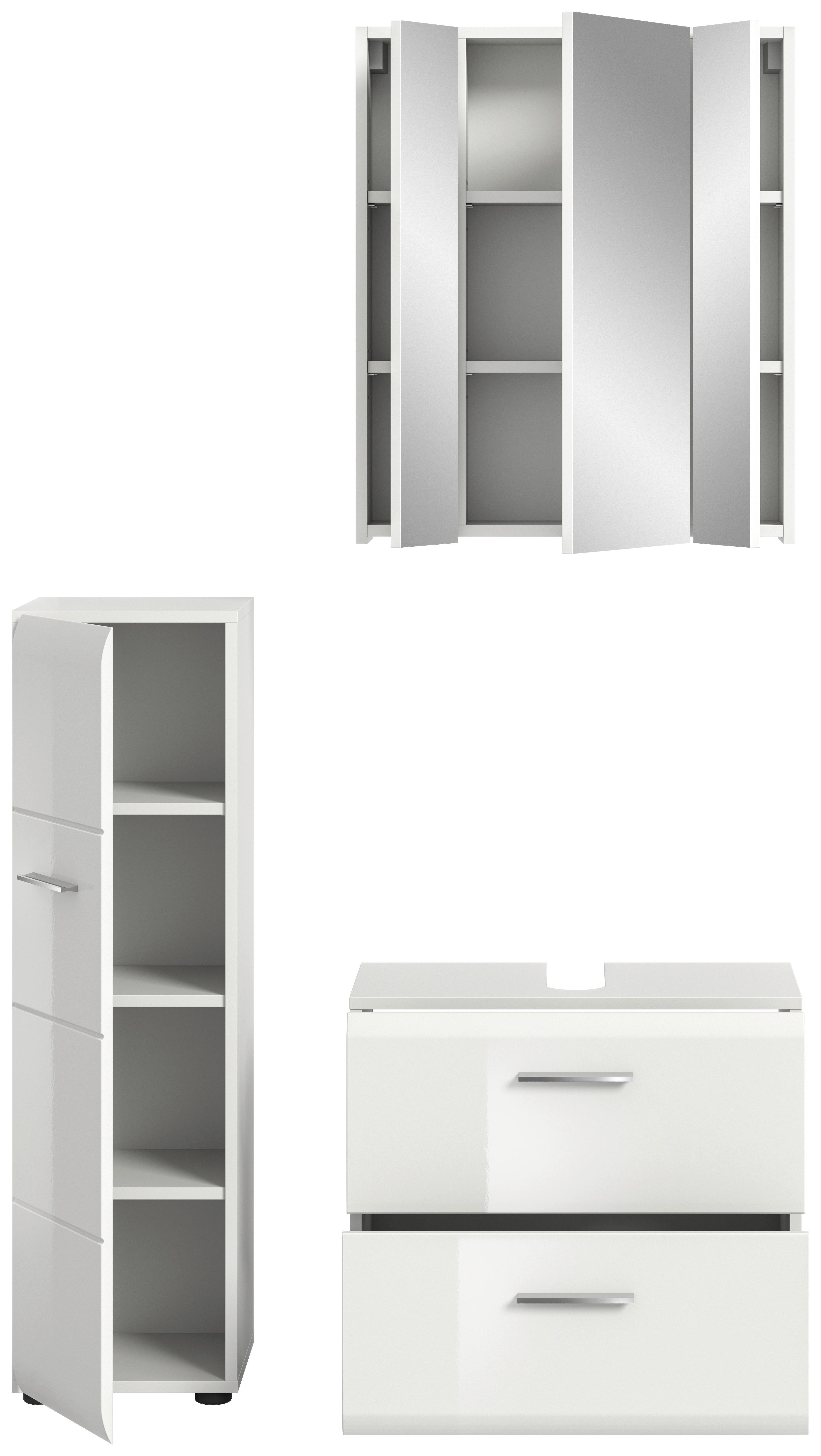 Badezimmer-Set Ice weiß weiß Hochglanz B/H/T: ca. 105x185x30 cm Ice - weiß (105,00/185,00/30,00cm) - xonox.home