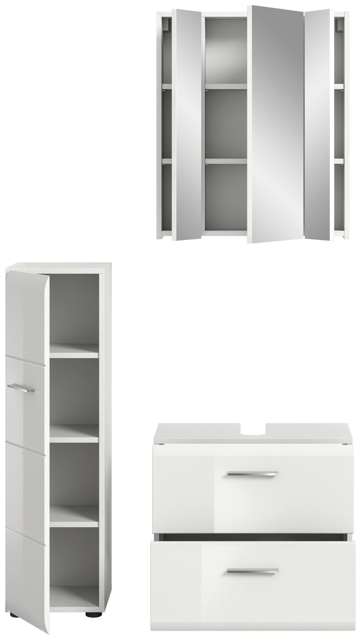 Badezimmer-Set Ice weiß weiß Hochglanz B/H/T: ca. 105x185x30 cm Ice - weiß (105,00/185,00/30,00cm) - xonox.home