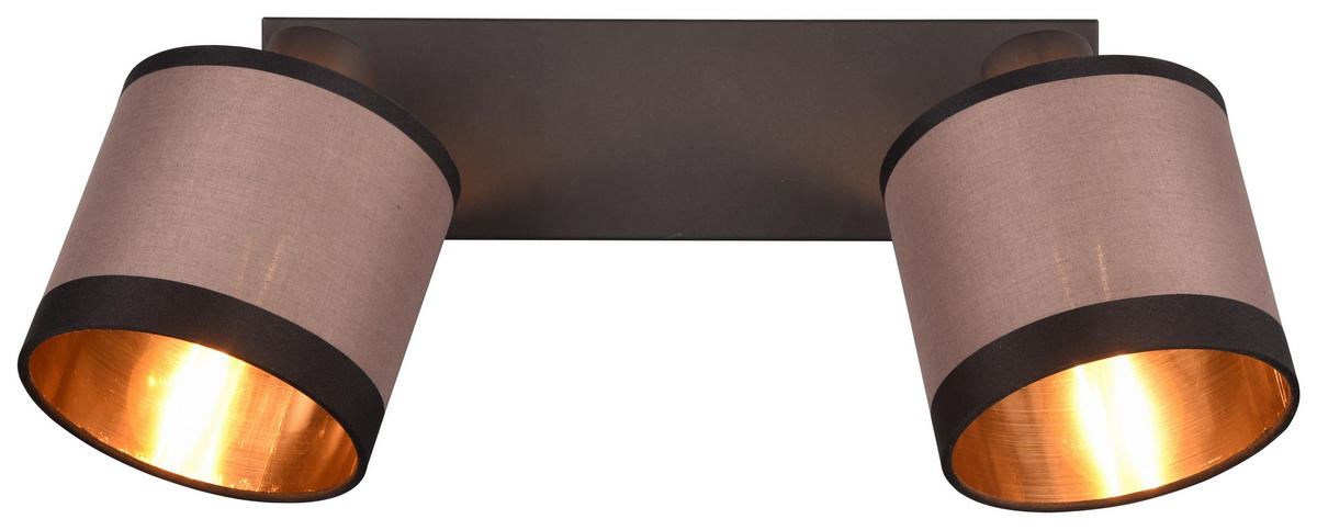 Reality Spotbalken R81552041 Davos taupe schwarz Metall Stoff B/H/T/D: ca. 38x21x16x12 cm E14 2 Brennstellen Davos - schwarz/taupe (38,00/21,00/16,00cm) - Reality