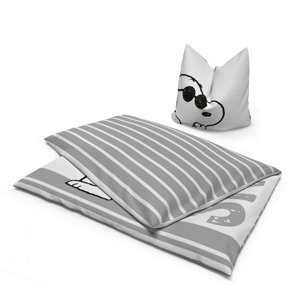 Microfaser Bettwäsche Bettwäsche Snoopy cool 135x200 - weiß/grau (135,00/200,00cm) - Snoopy