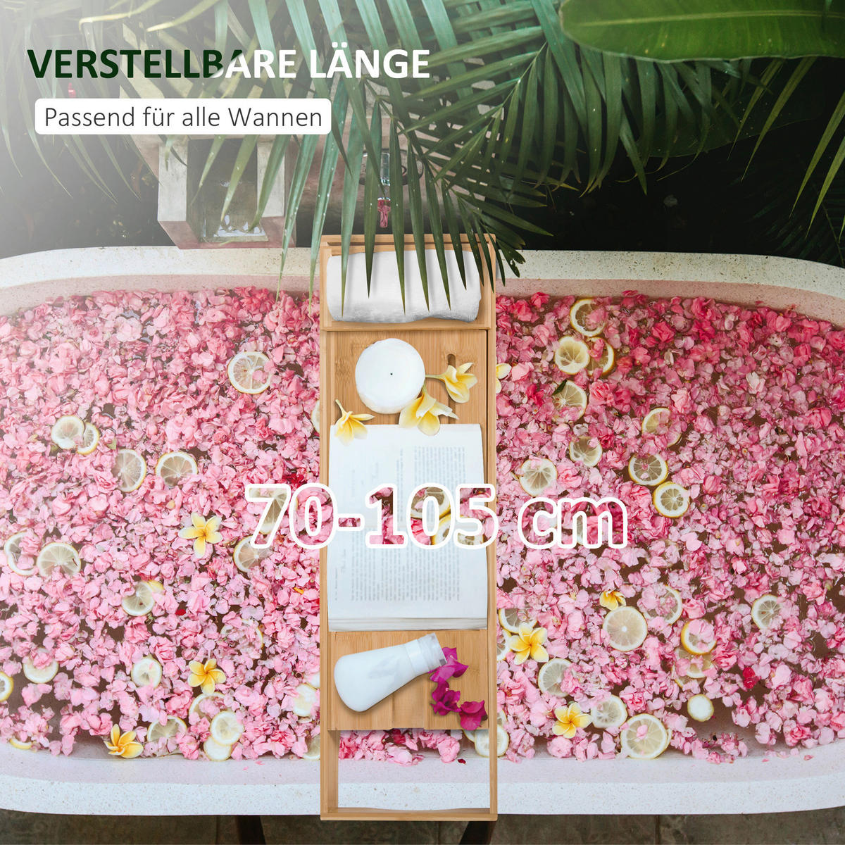 HOMCOM Haushaltshelfer natur B/H/L: ca. 218x105x5 cm Badewannenablage - natur (5,00/218,00/105,00cm) - HOMCOM