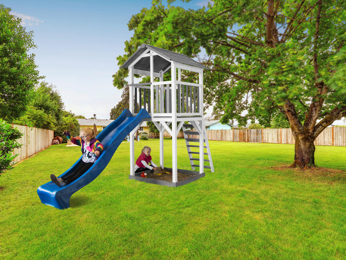 AXI Spielturm Beach Tower weiß B/H/T: ca. 111,2x241,9x349 cm Beach Tower - blau/weiß (111,20/241,90/349,00cm) - AXI