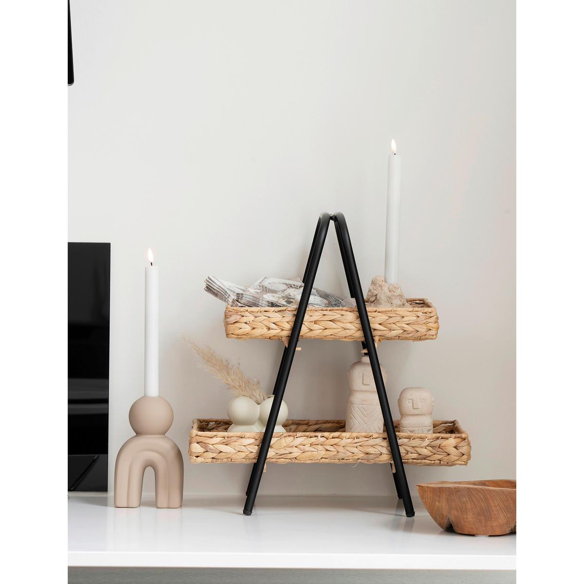 Tablett Alfaro natur Wasserhyazinthe B/H/L: ca. 23x43,5x42 cm Alfaro - natur/schwarz (42,00/23,00/43,50cm)