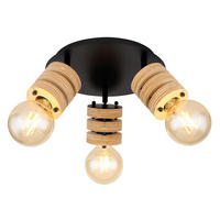 GLOBO Spot braun schwarz Metall MDF H/D: ca. 17,5x28 cm E27 3 Brennstellen ANGELINE - braun/schwarz (28,00/17,50cm) - GLOBO
