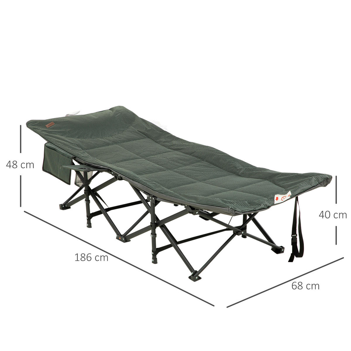 Outsunny Campingartikel B/H/L: ca. 186x68x48 cm Feldbett - grau (48,00/186,00/68,00cm) - Outsunny