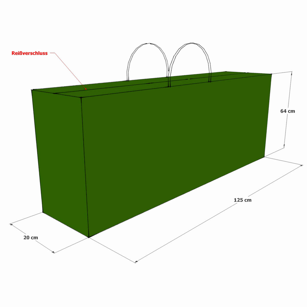 Grasekamp Kissentasche für Rollliegenauflagen grün Kunststoff B/H/L: ca. 20x64x125 cm Kissentasche_Rollliegenauflagen - grün (125,00/20,00/64,00cm) - Grasekamp