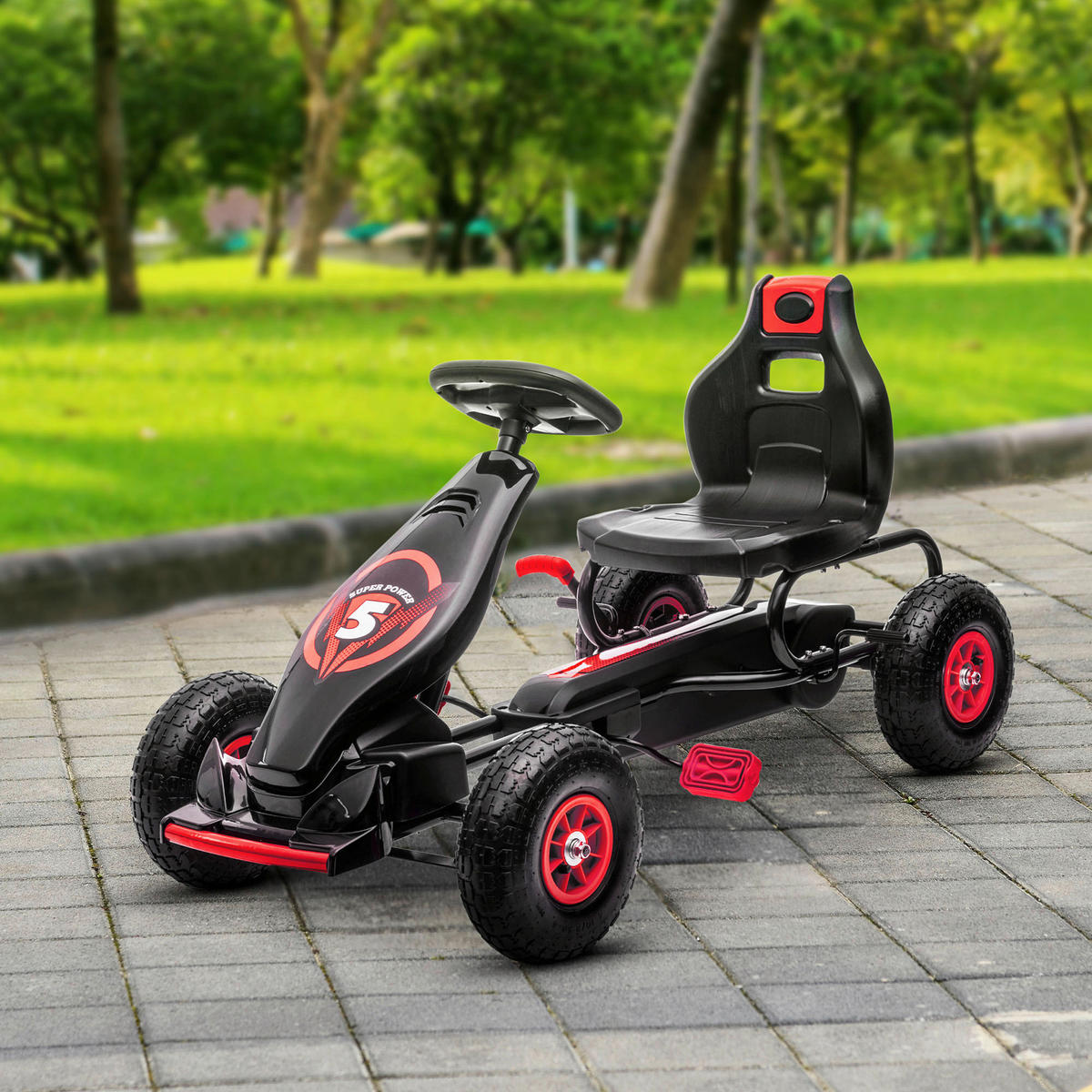 HOMCOM Kinder-Fahrzeug rot B/H/L: ca. 58x121x61 cm Go_Kart - rot/schwarz (61,00/58,00/121,00cm) - HOMCOM