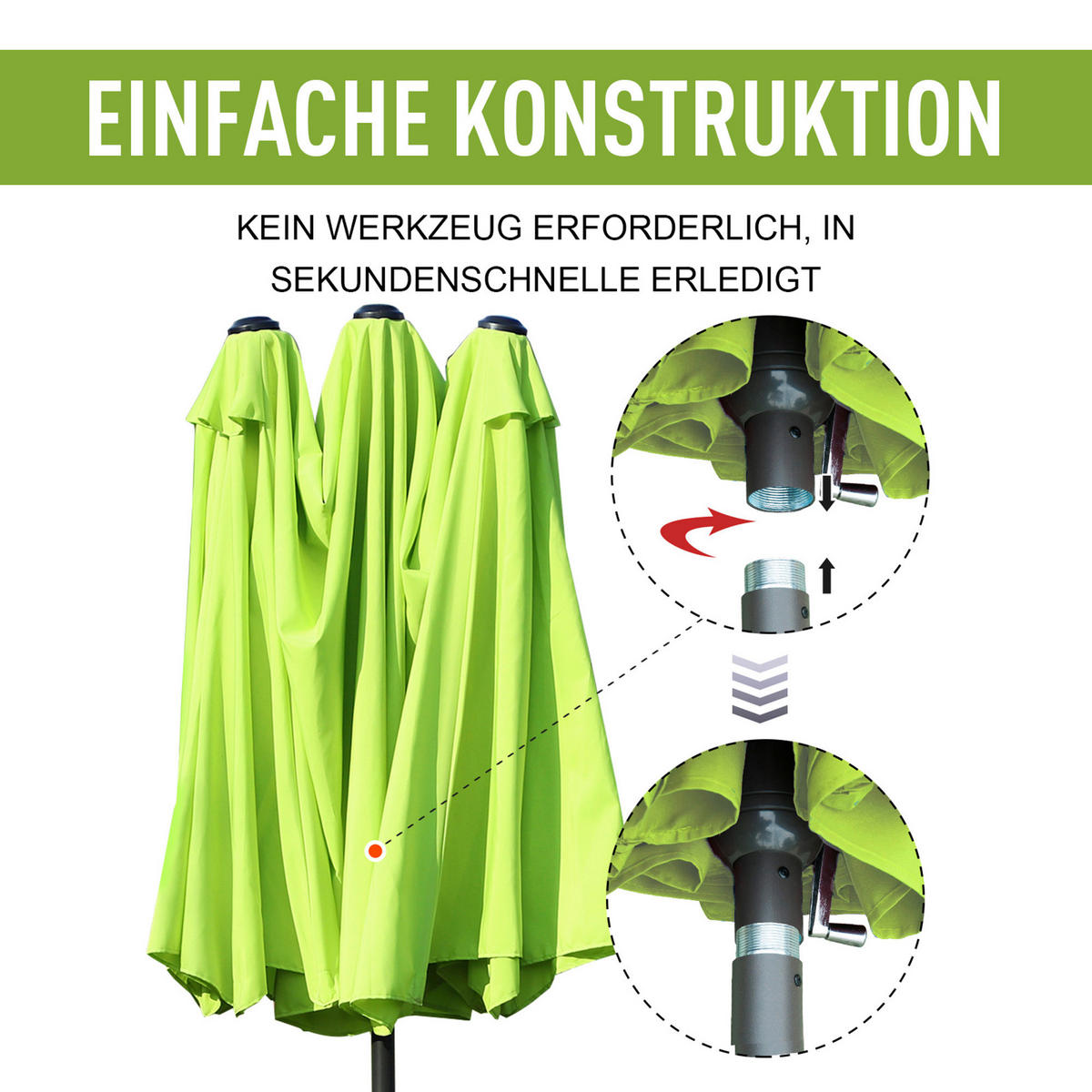 Outsunny Sonnenschirm grün Stahl B/H/L: ca. 270x240x460 cm Sonnenschirm - grün (460,00/270,00/240,00cm) - Outsunny
