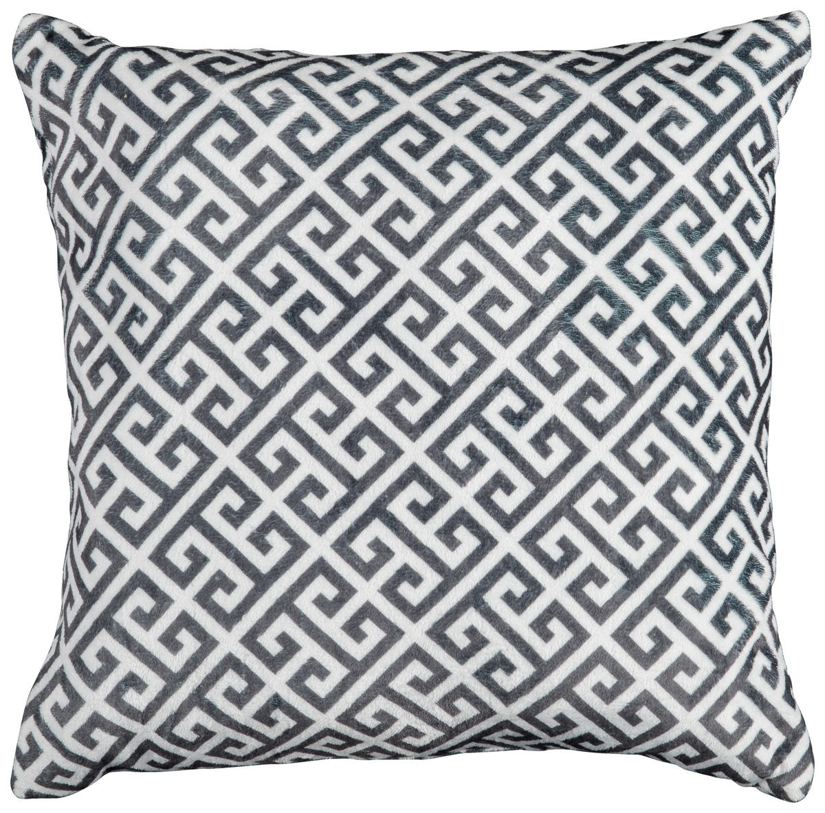 Dekokissen Flanell Flanellkissen_XL Greek 60x60cm - weiß/anthrazit (60,00/60,00cm)
