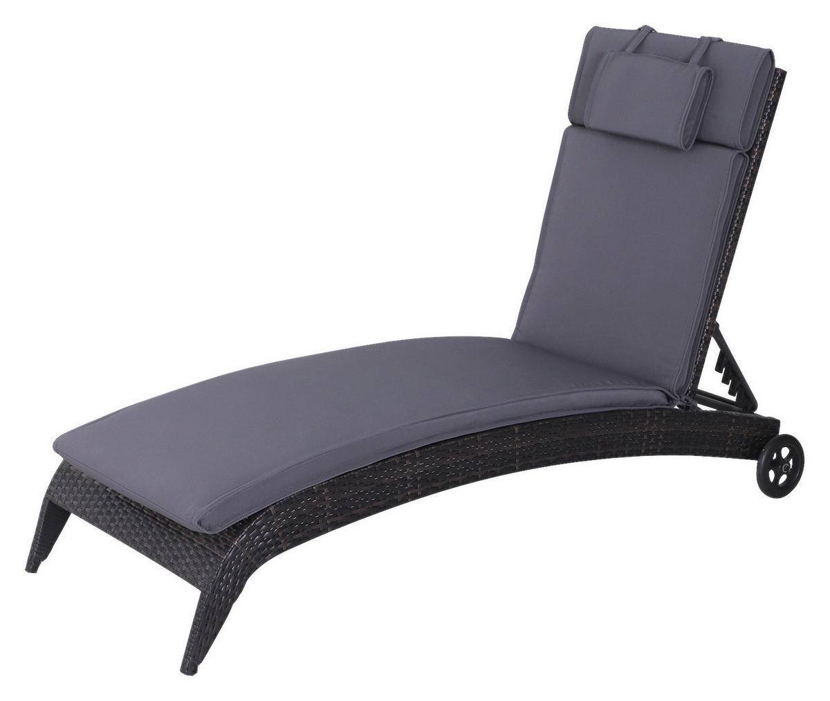 Outsunny Liegenauflage grau Polyester-Mischgewebe B/H/L: ca. 53x5x198 cm Liegenauflage_mit_Kopfkissen - grau (198,00/53,00/5,00cm) - Outsunny