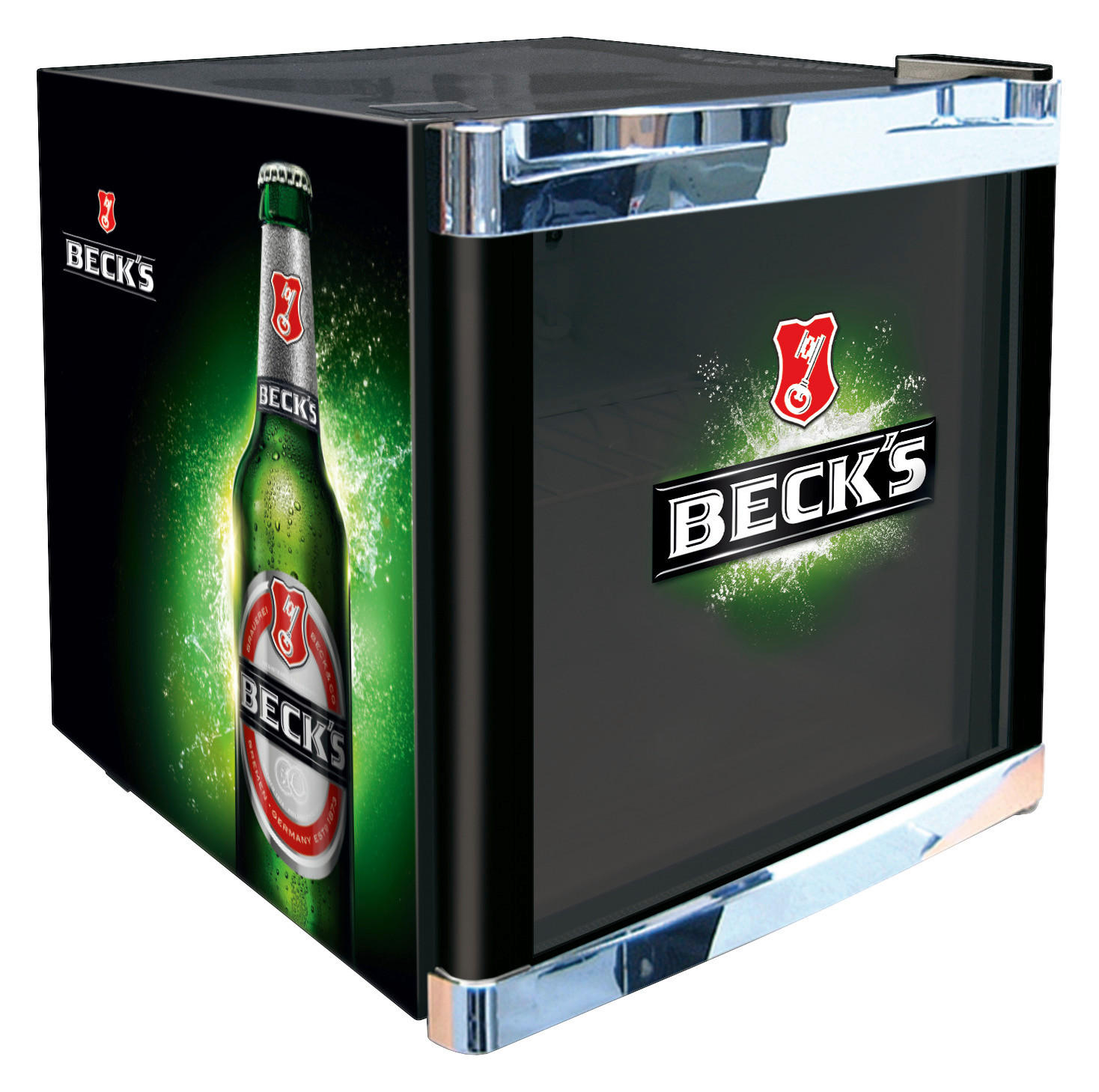 Becks Mini-Kühlschrank CUBES CC 165 schwarz B/H/T: ca. 43x51x48 cm Mini-Kühlschrank_Becks - schwarz/grün (43,00/51,00/48,00cm)