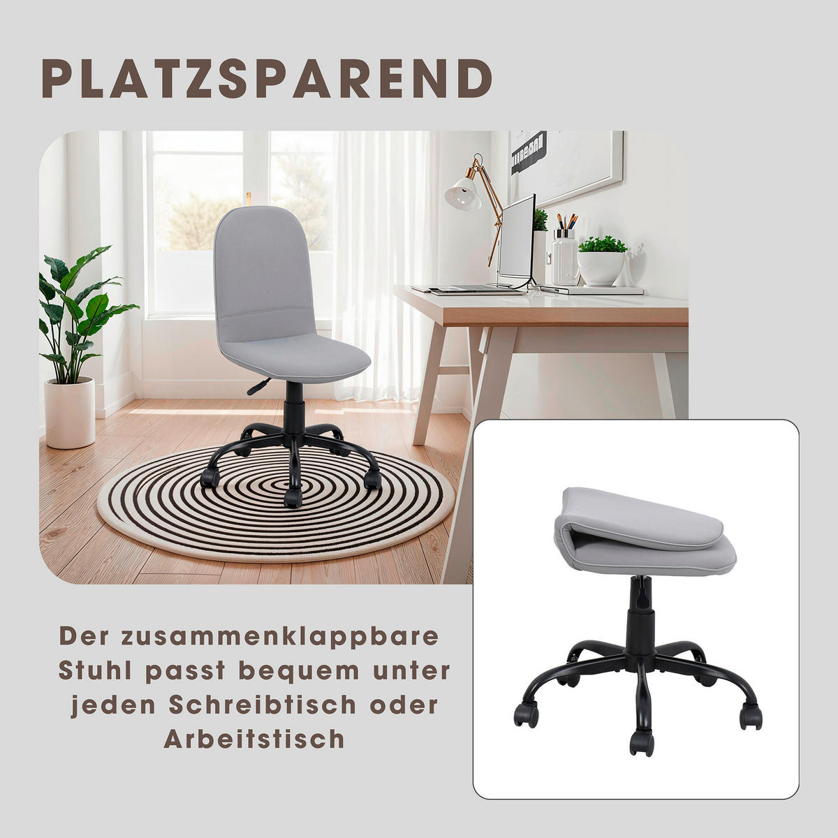 Drehstuhl TROLLY schwarz grau Metall Stoff TROLLY - schwarz/grau (42,00/95,00/54,00cm) - byLIVING