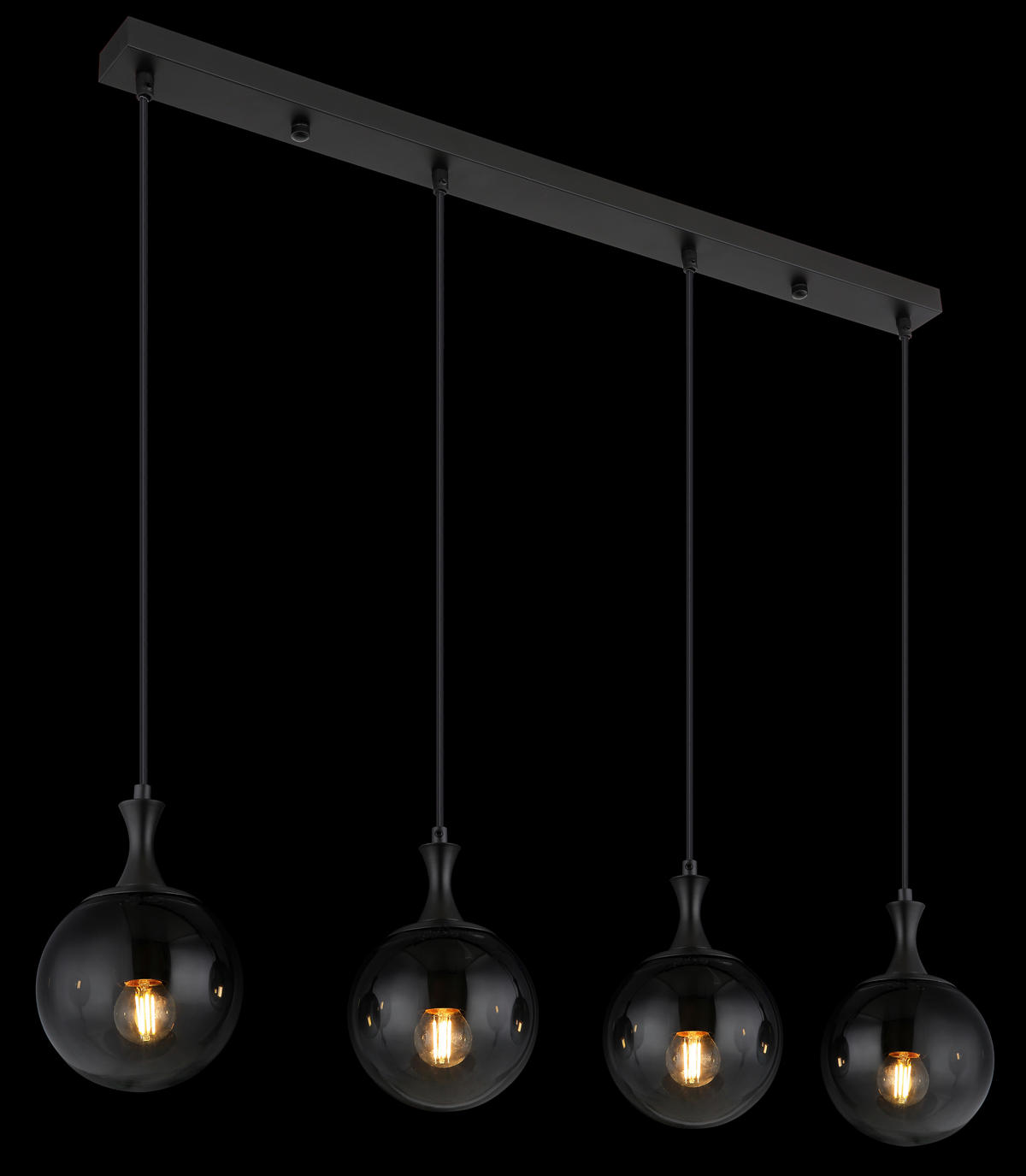 GLOBO LED Pendelleuchte mattschwarz Rauch Metall Kunststoff Glas B/H/T: ca. 90x130x15 cm 4.0 Brennstellen DALTON - mattschwarz/Rauch (90,00/130,00/15,00cm) - GLOBO