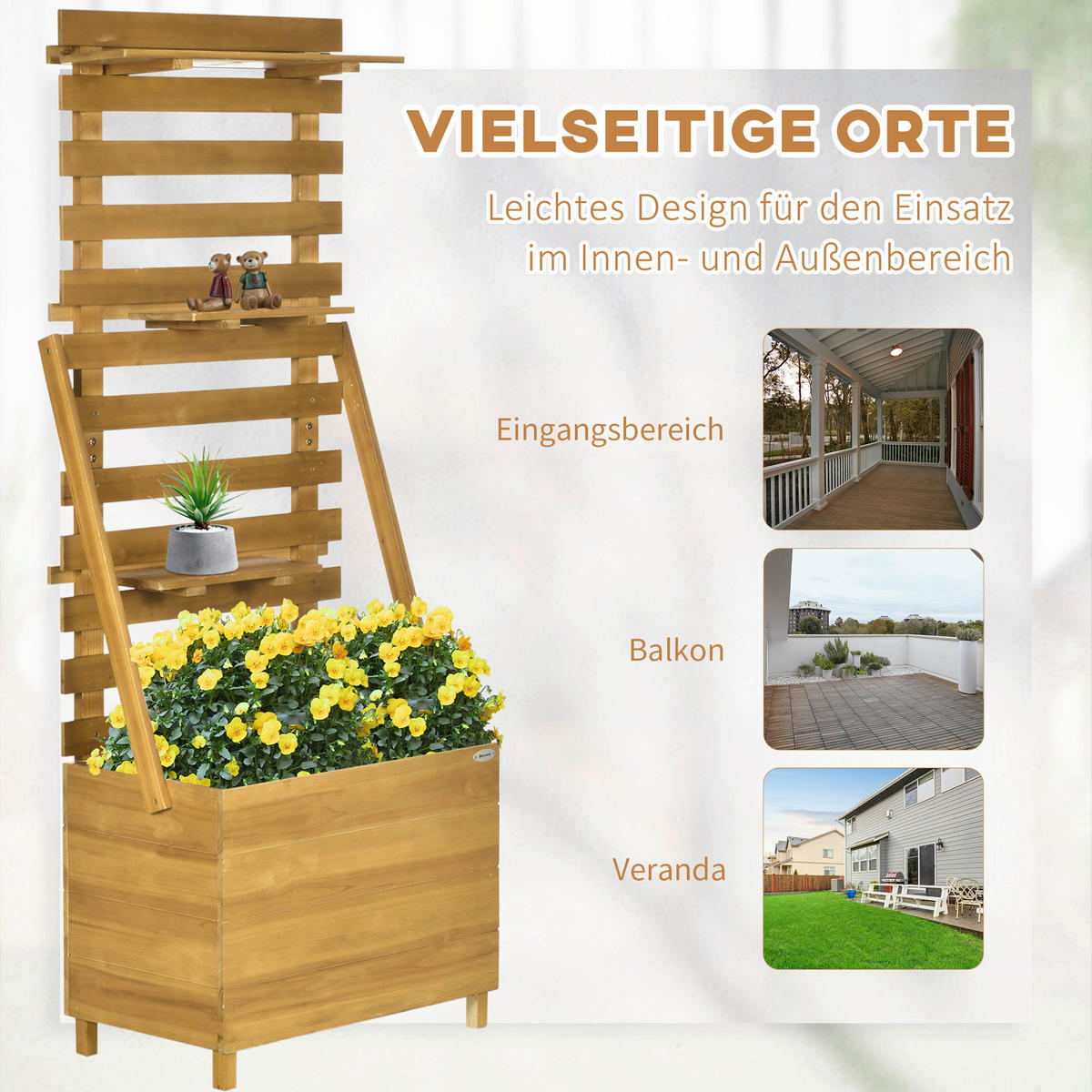 Outsunny Gartenbeet mit Rankgitter B/H/L: ca. 39x160x63 cm Gartenbeet_mit_Rankgitter - braun (63,00/39,00/160,00cm) - Outsunny