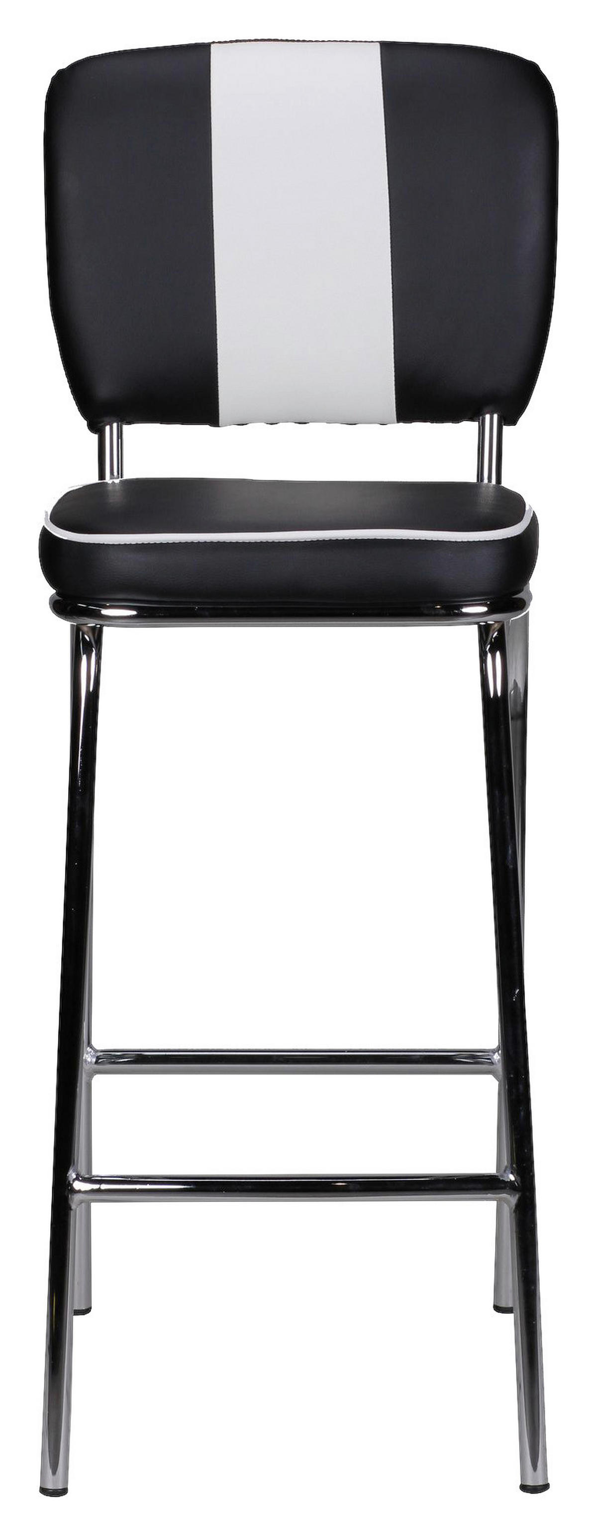 Barhocker schwarz weiß Chrom Kunstleder Kunstleder Metall B/H/T: ca. 40x110x38 cm Barstuhl Diner - weiß/schwarz (40,00/110,00/38,00cm) - Wohnling