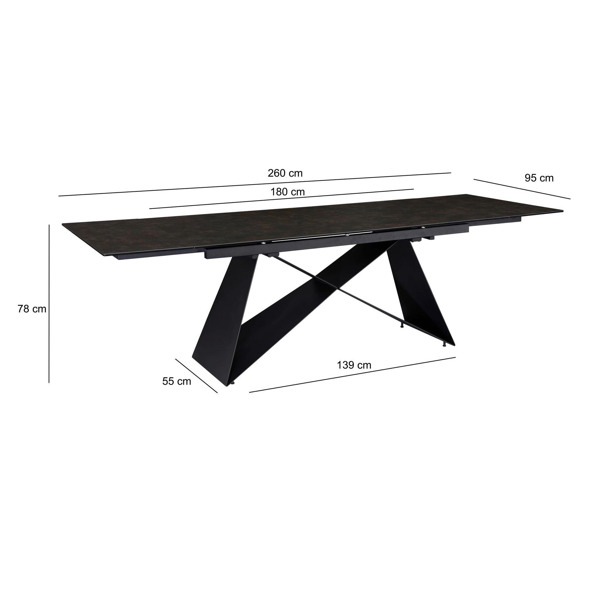 Esstisch schwarz Marmor Optik B/H/T: ca. 180x78x95 cm Esszimmertisch - schwarz (180,00/78,00/95,00cm) - Wohnling