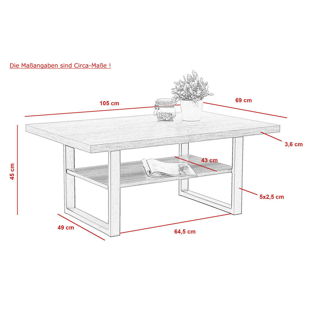 Thumbnail - Couchtisch Anton Eiche Artisan Nachbildung B/H/T: ca. 105x45x69 cm