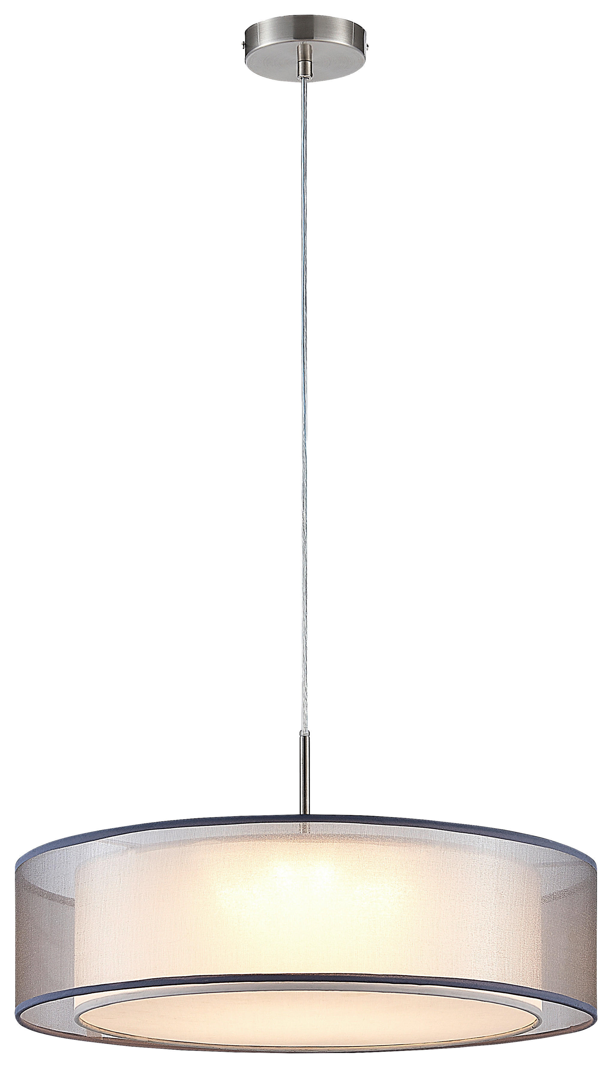 Nowa LED-Pendelleuchte 30900102 grau creme Metall Textil H/D: ca. 150x50 cm CHLOE - creme/grau (50,00/150,00cm) - Nowa