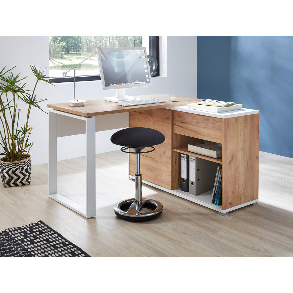 Thumbnail - Schreibtisch 4156-513 weiß Eiche Navarra Nachbildung B/H/T: ca. 120x75x117 cm