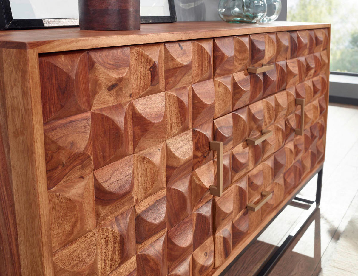 Sideboard rosenholz Nachbildung B/H/T: ca. 145x81x45 cm Sideboard - rosenholz (145,00/81,00/45,00cm) - Wohnling