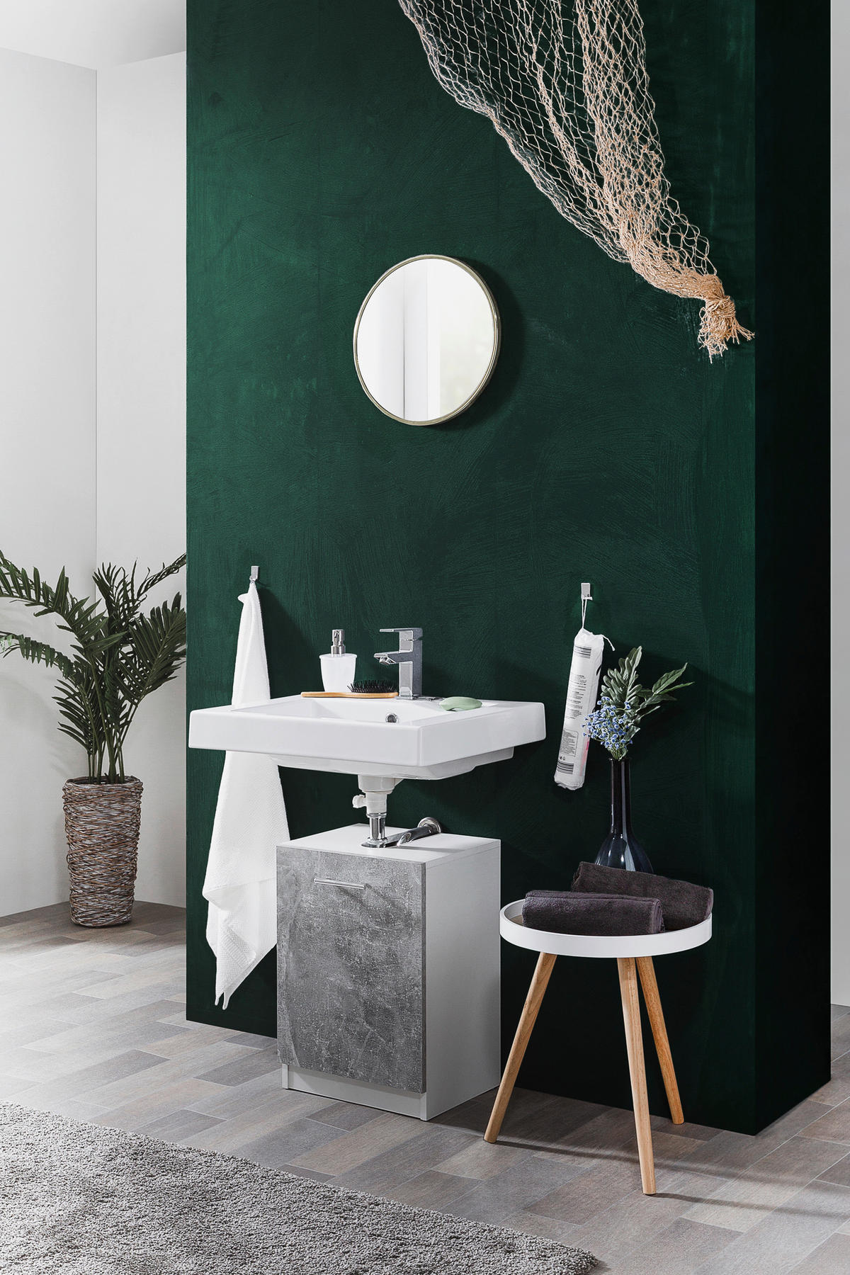 Waschbeckenunterschrank Solo 11 Beton Optik B/H/T: ca. 38x55x29 cm Solo 11 - weiß (38,00/55,00/29,00cm)