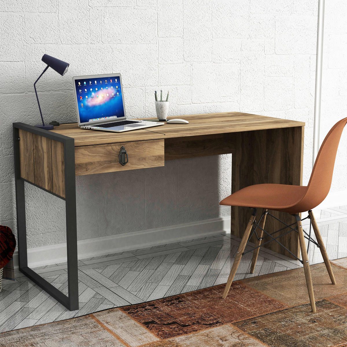 Schreibtisch Lost walnuss Nachbildung B/H/T: ca. 124x76x60 cm Lost - walnuss (124,00/76,00/60,00cm) - moebel17