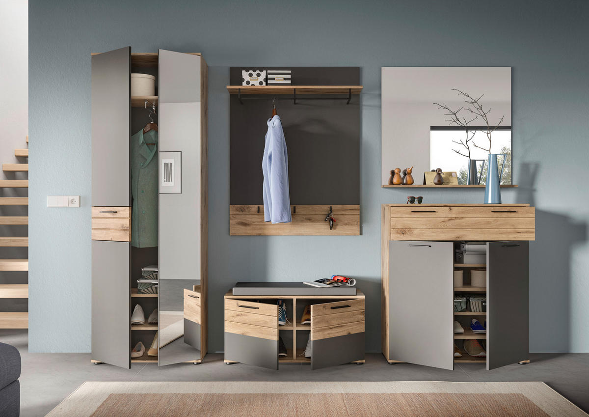 Garderobenschrank Mason Nox Oak Nachbildung dunkelgrau B/H/T: ca. 70x200x37 cm Mason - dunkelgrau (70,00/200,00/37,00cm)