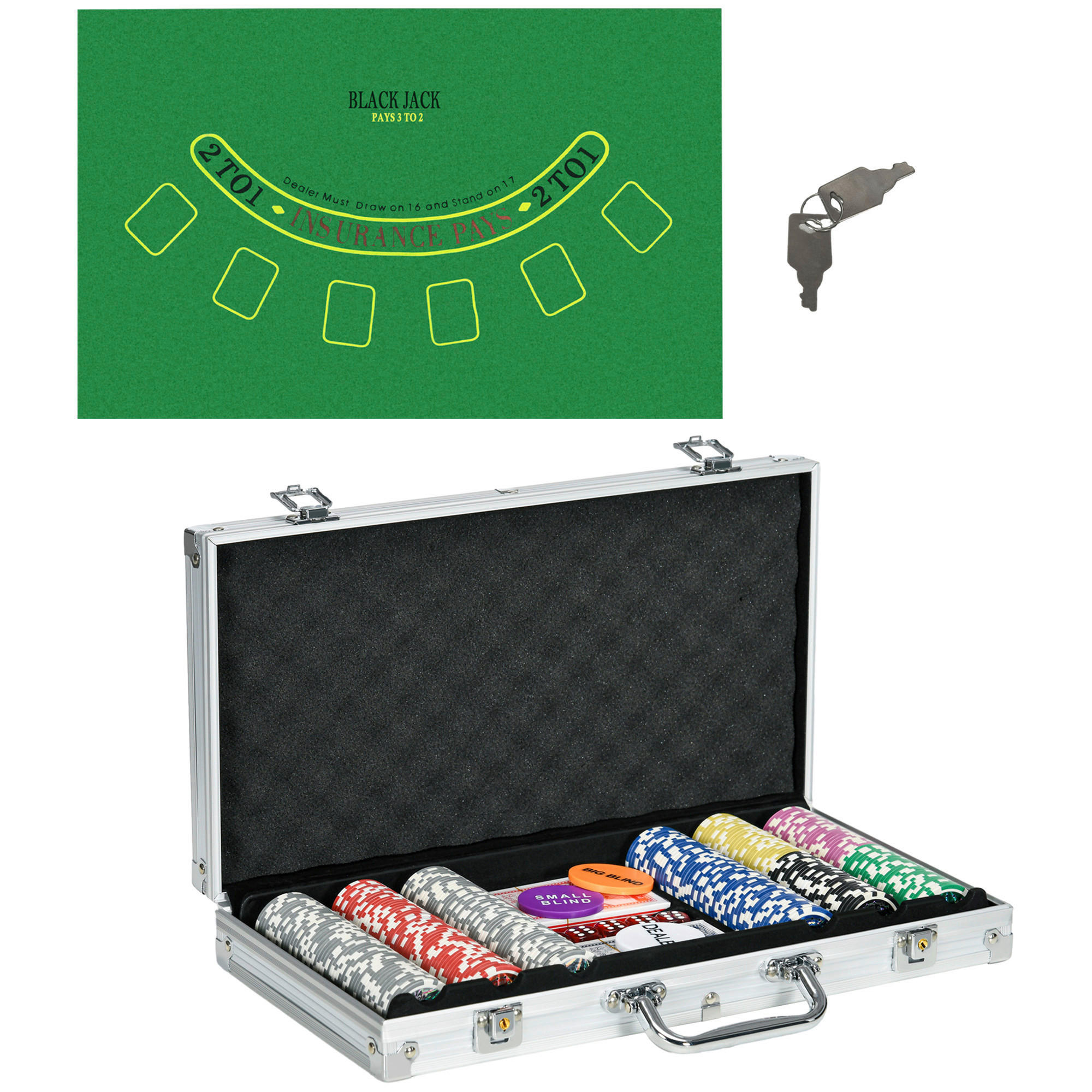 SPORTNOW Spielzeug B/H/L: ca. 23x38,5x6,5 cm Pokerkoffer_Set - silber (6,50/23,00/38,50cm) - SPORTNOW