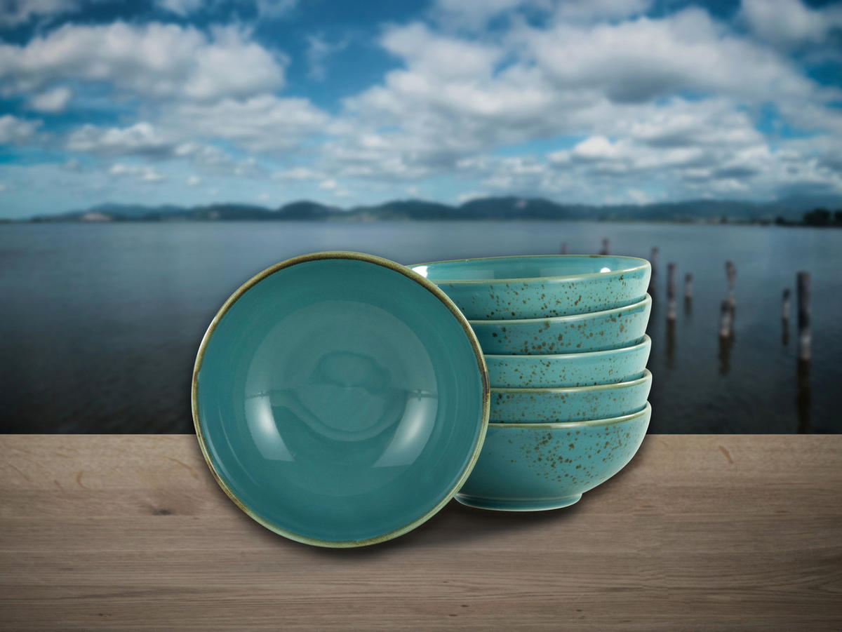 CreaTable Schalen-Set NATURE COLLECTION türkis Steinzeug D: ca. 16,5 cm NATURE COLLECTION - türkis (16,50cm) - CreaTable