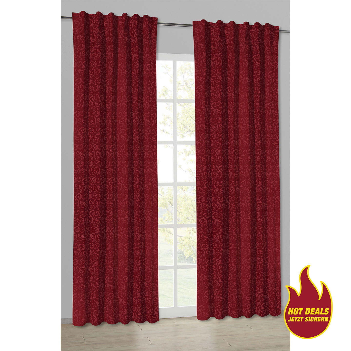 Kombivorhang Ranke rot B/L: ca. 135x245 cm Ranke - rot (135,00/245,00cm) - POCOline
