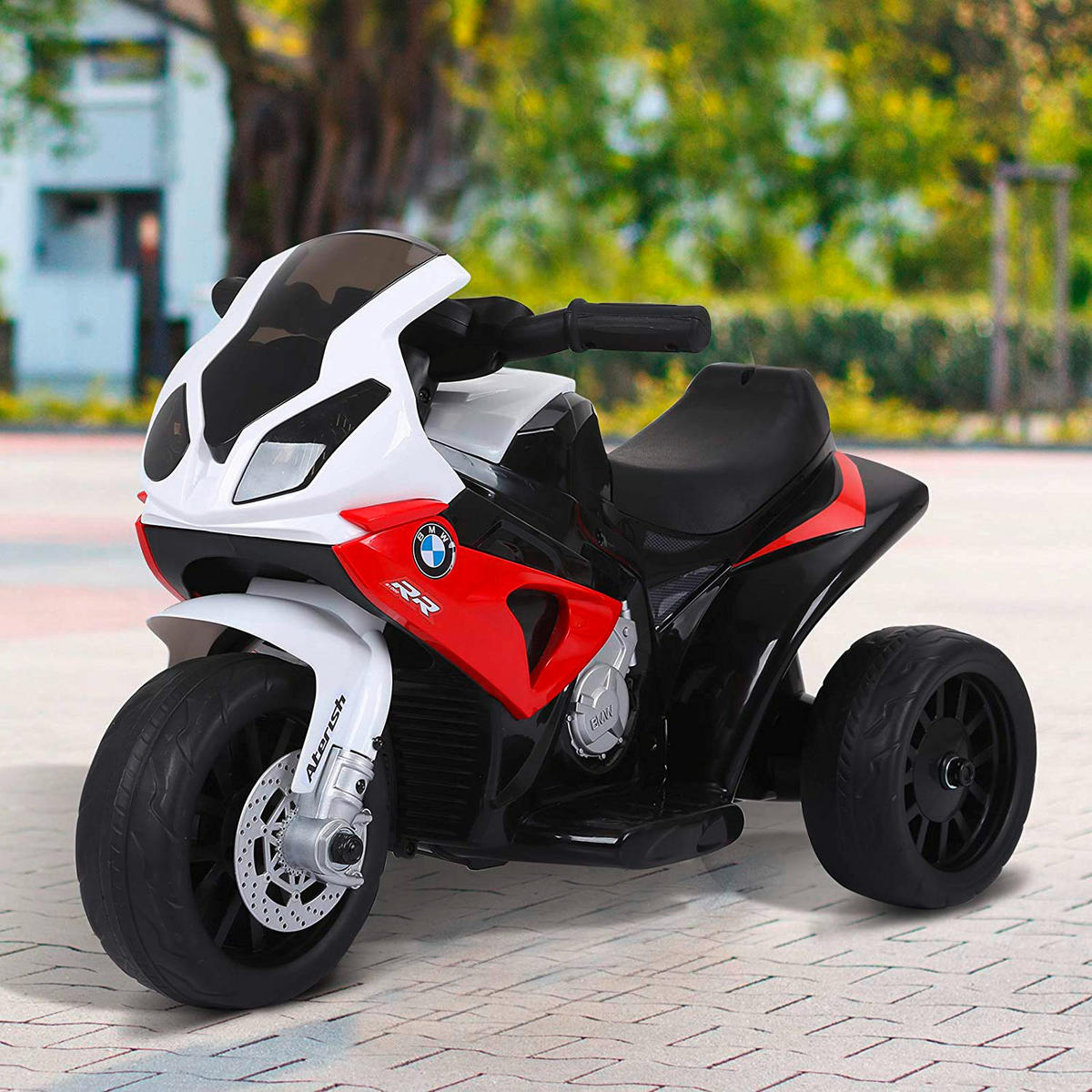 HOMCOM Kindermotorrad BMW S1000RR weiß B/H/L: ca. 37x44x66 cm BMW S1000RR - weiß/rot (66,00/37,00/44,00cm) - HOMCOM