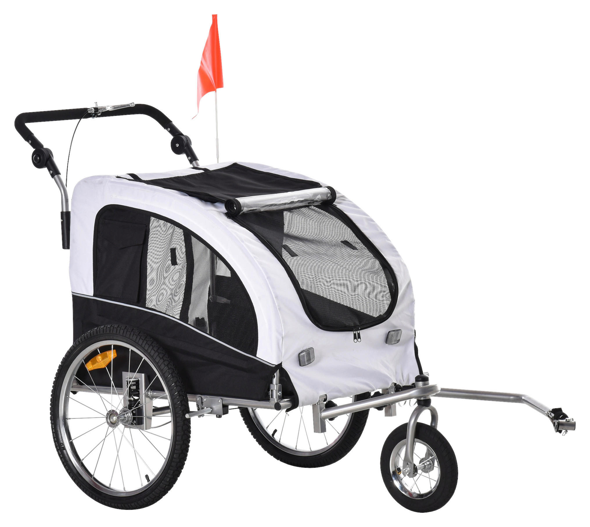 PawHut Fahrradanhänger schwarz schwarz B/H/L: ca. 83x108x155 cm Fahrradanhänger - weiß/schwarz (155,00/83,00/108,00cm) - PawHut