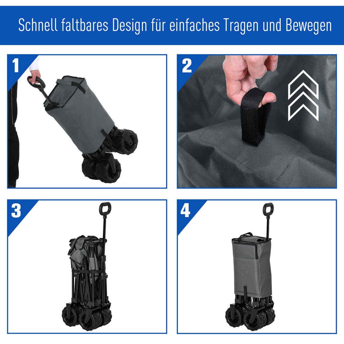 Outsunny Transportwagen grau B/H/L: ca. 55x61x108 cm Transportwagen - grau (108,00/55,00/61,00cm) - Outsunny